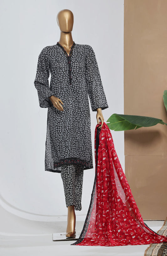 Bin Saeed Printed Lawn Stitched 3 Piece Suit - D-01 - BS25EPLV8 - Black - Summer Collection