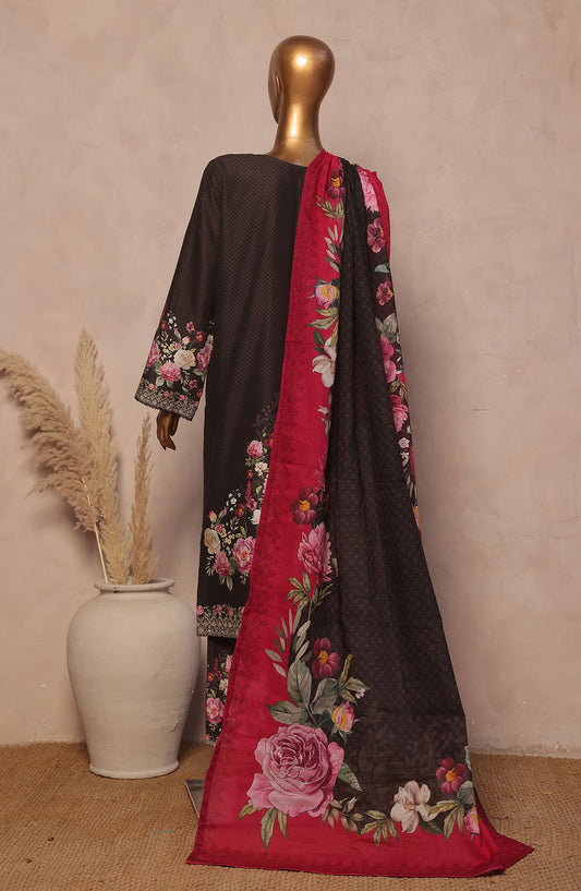 Bin Saeed Embroidered Lawn Stitched 3 Piece Suit - D-17 - BS25REL - Black - Summer Collection
