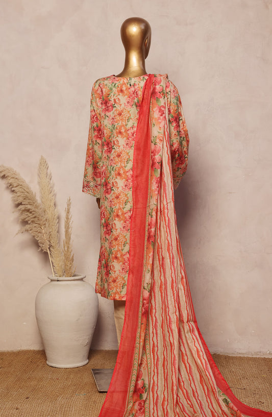 Bin Saeed Embroidered Lawn Stitched 3 Piece Suit - D-16 - BS25REL - Pink - Summer Collection
