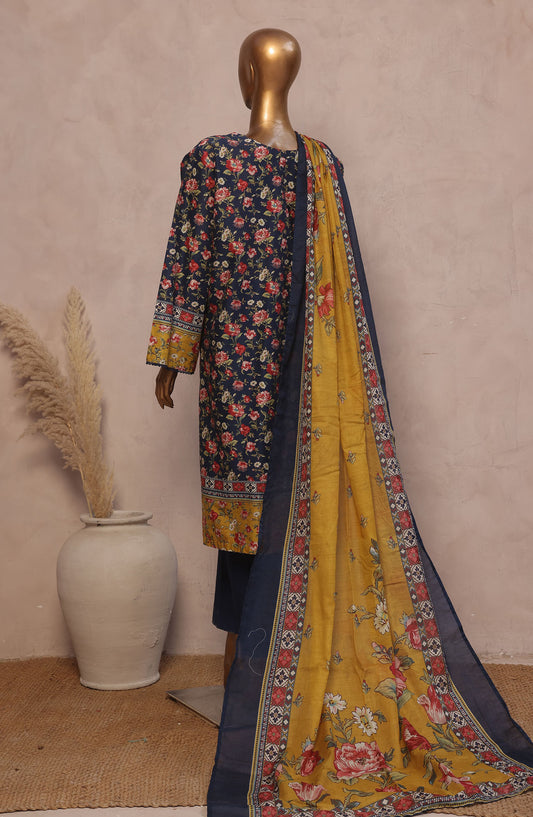 Bin Saeed Embroidered Lawn Stitched 3 Piece Suit - D-15 - BS25REL - Blue - Summer Collection