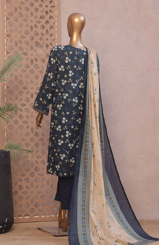 Bin Saeed Embroidered Lawn Stitched 3 Piece Suit - D-05 - BS25REL - Blue - Summer Collection