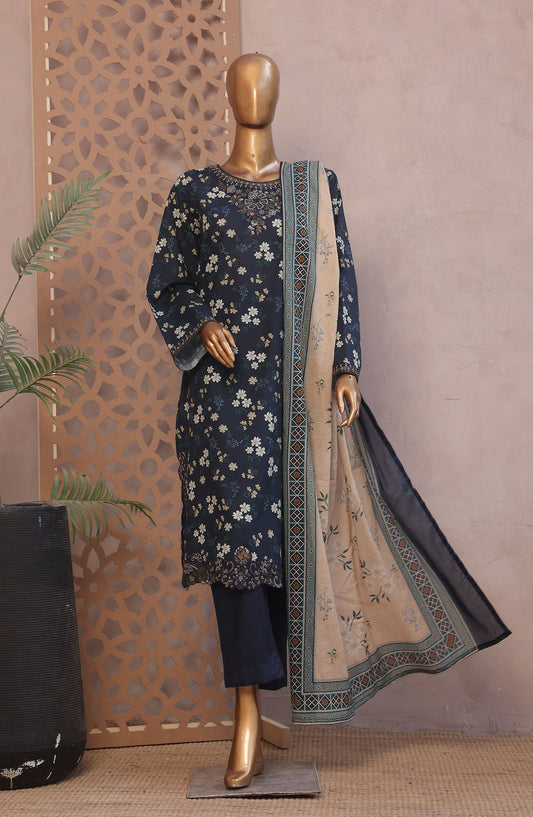 Bin Saeed Embroidered Lawn Stitched 3 Piece Suit - D-05 - BS25REL - Blue - Summer Collection