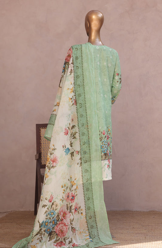 Bin Saeed Embroidered Lawn Stitched 3 Piece Suit - D-03 - BS25REL - Green - Summer Collection