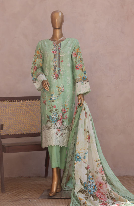 Bin Saeed Embroidered Lawn Stitched 3 Piece Suit - D-03 - BS25REL - Green - Summer Collection