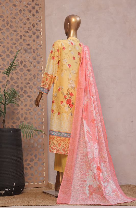 Bin Saeed Embroidered Lawn Stitched 3 Piece Suit - D-02 - BS25REL - Yellow - Summer Collection