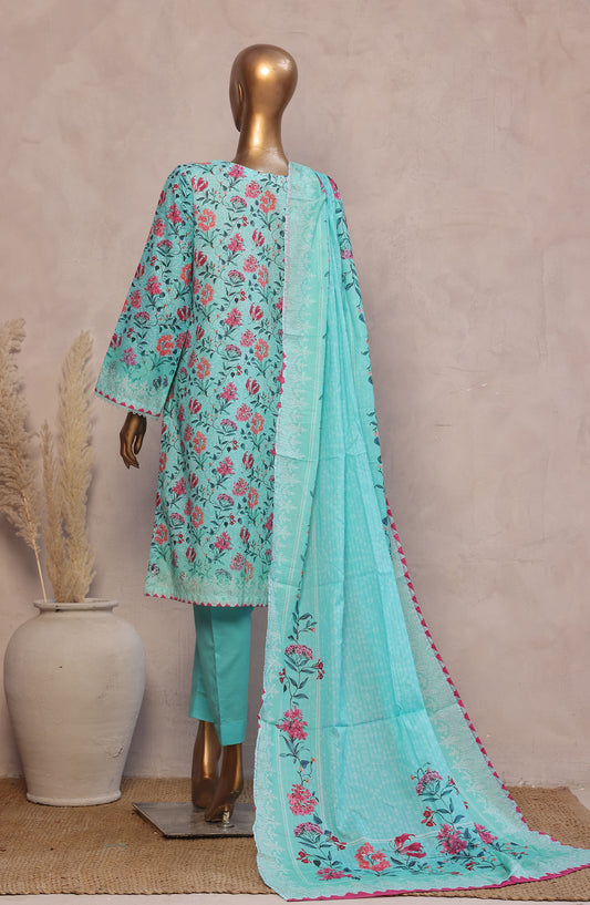 Bin Saeed Embroidered Lawn Stitched 3 Piece Suit - D-01 - BS25REL - Blue - Summer Collection
