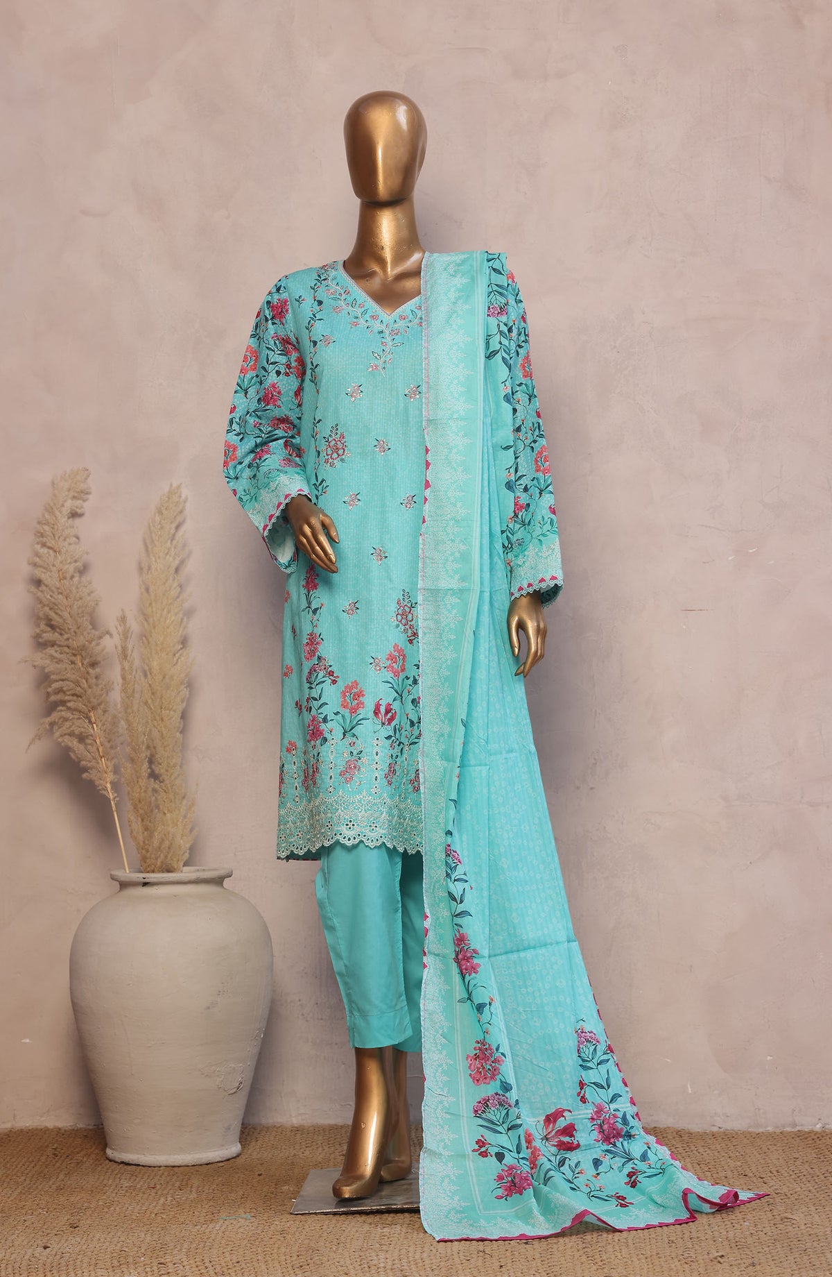 Bin Saeed Embroidered Lawn Stitched 3 Piece Suit - D-01 - BS25REL - Blue - Summer Collection