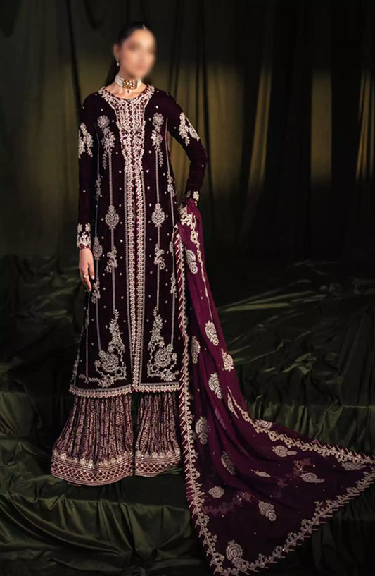 Qalamkar Luxury Velvet Collection 2024 - BK-01 AMANI