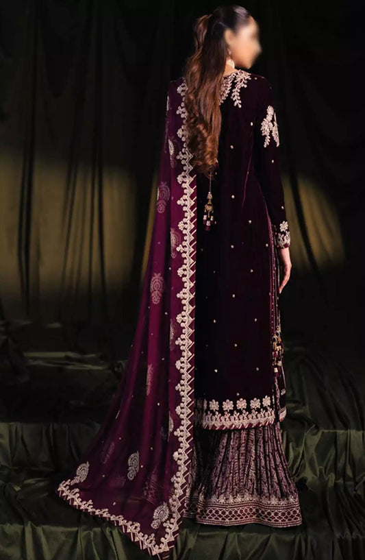 Qalamkar Luxury Velvet Collection 2024 - BK-01 AMANI