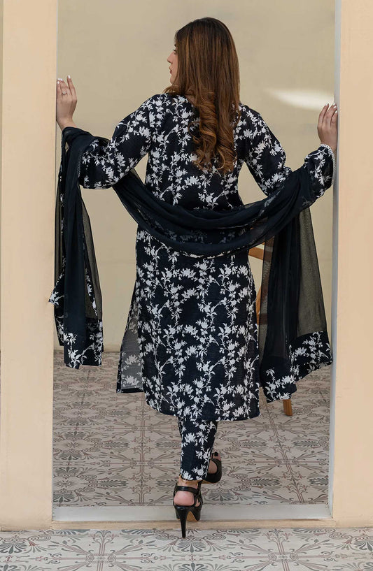 Rangeen Printed Khaddar Stitched 2 Piece - Black Fusion - R25DW - Black - Winter Collection