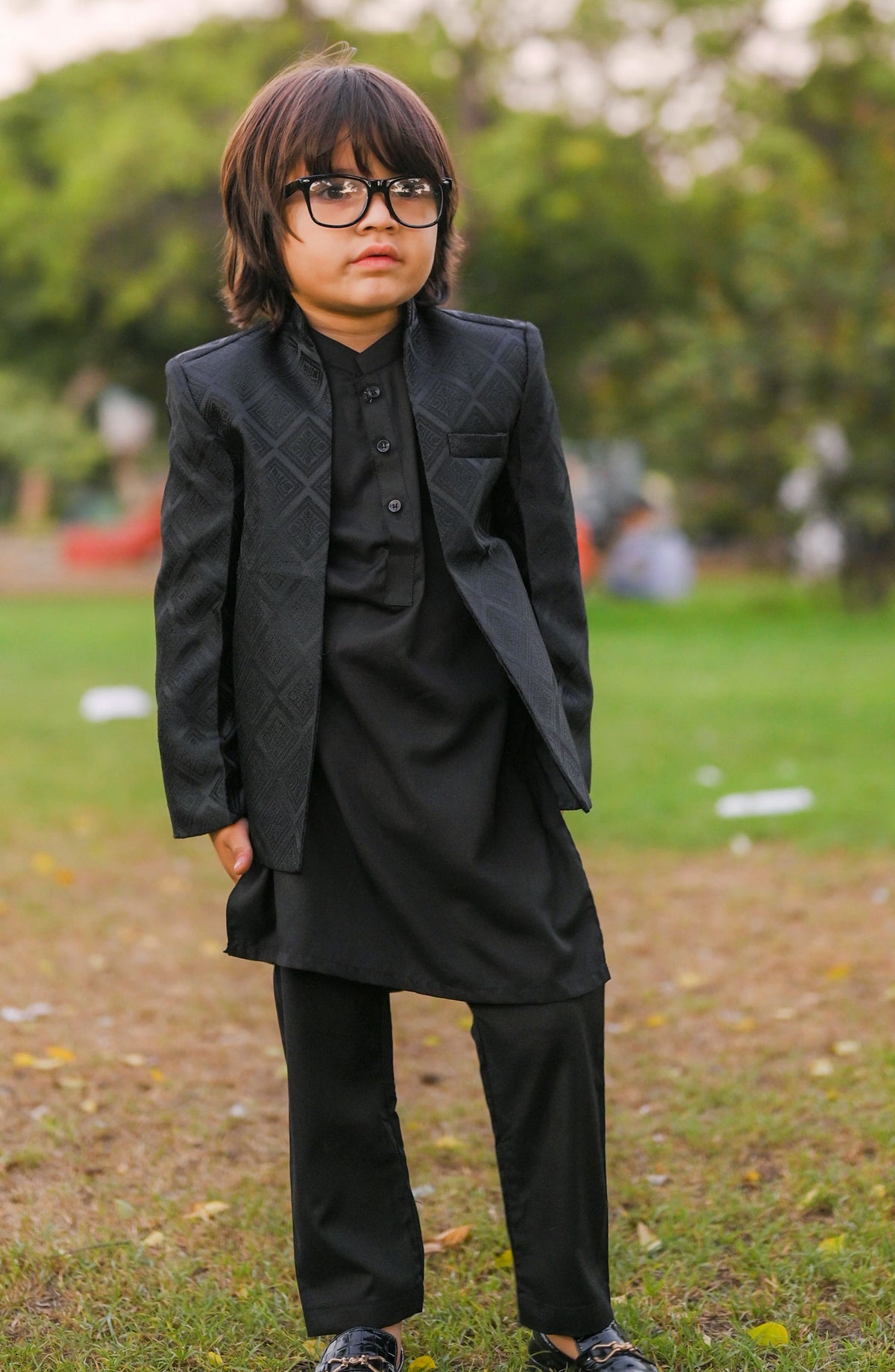 Exclusive Prince Coat Collection By Hassan Jee - Black Open Prince coat - p19