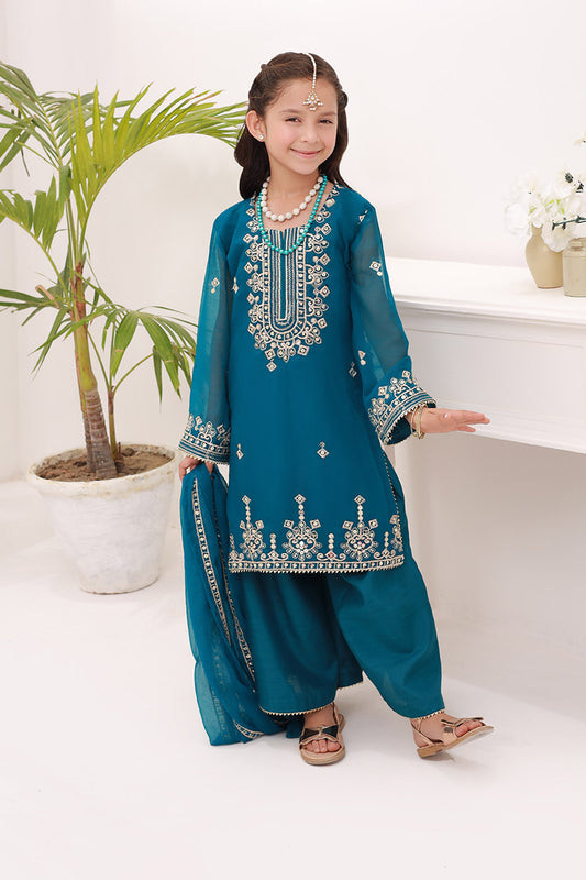 Merakish Kids Embroidered Chiffon Collection 2023 - Blue