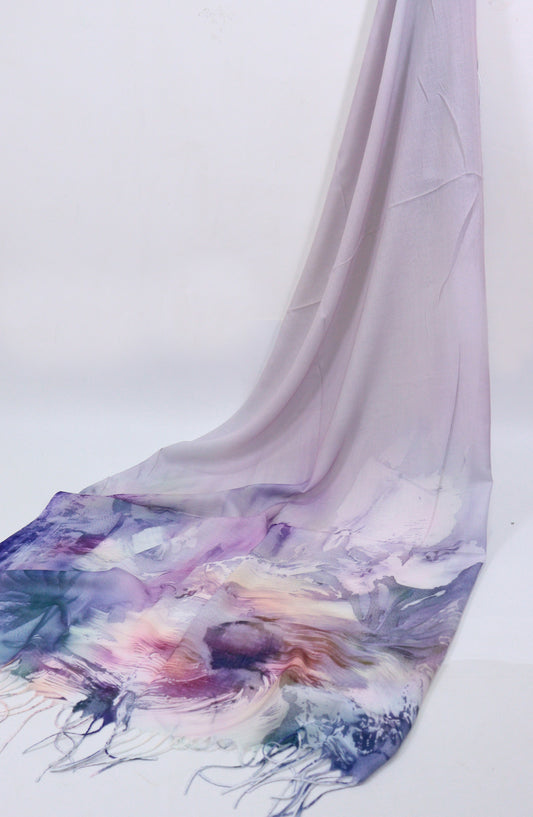 Amna Khadija Premium Twill Jacquard Stole - Design-07 - AM25OLT - Blue - Summer Collection
