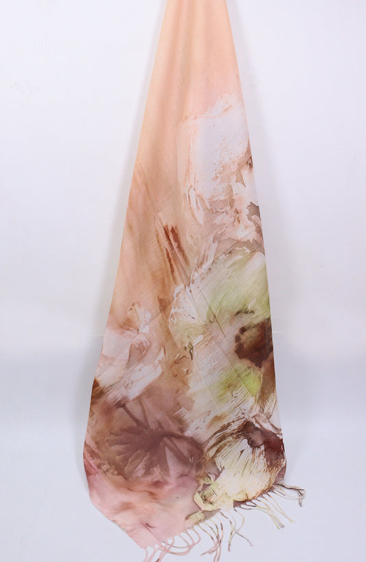 Amna Khadija Premium Twill Jacquard Stole - Design-09 - AM25OLT - Peach - Summer Collection