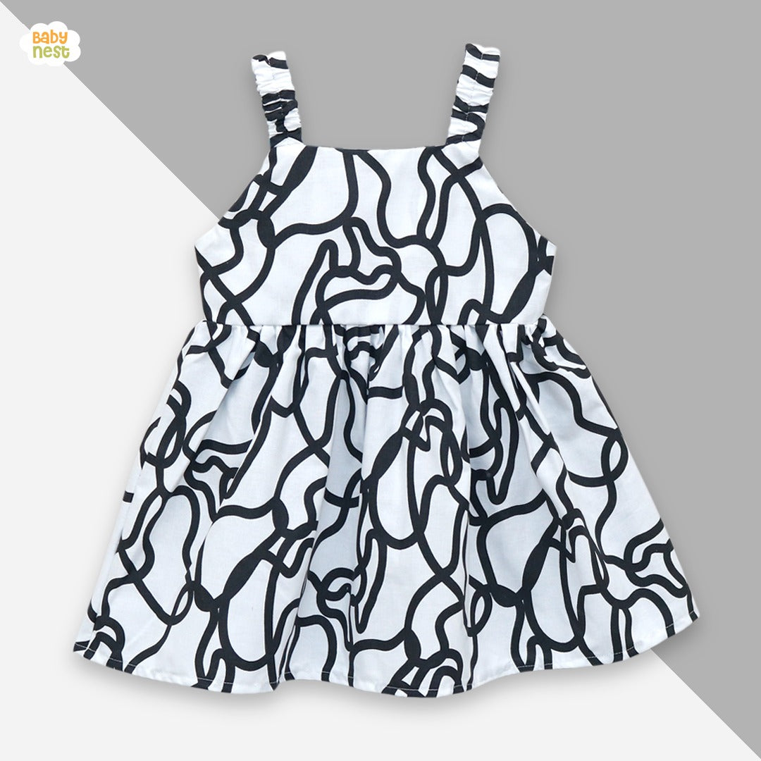 Baby Frock Black & White -BNBSF-472