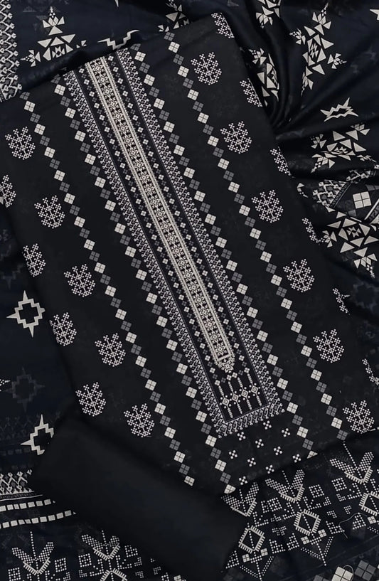 Black And White 3 Piece Printed Lawn Collection 2024 - BNW 01