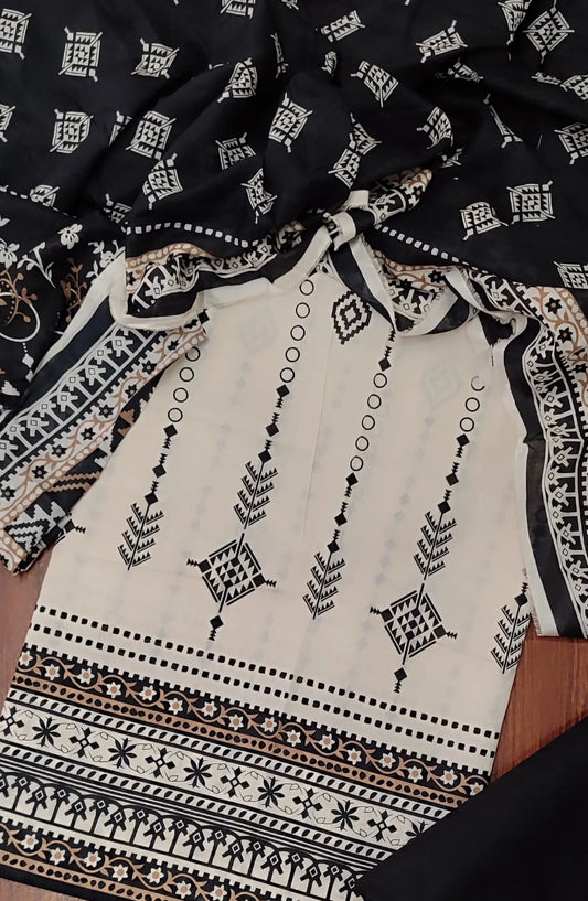 Black And White 3 Piece Printed Lawn Collection 2024 - BNW 09