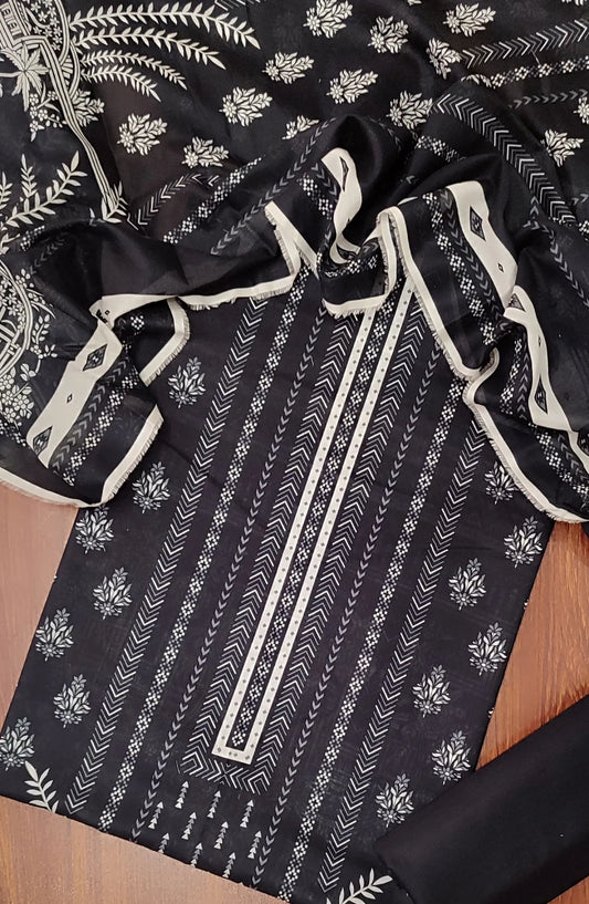 Black And White 3 Piece Printed Lawn Collection 2024 - BNW 11