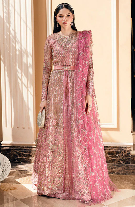 Mushq Embroidered Net Unstitched 4 Piece - Bonafide - MQ25M - Pink - Formal Collection