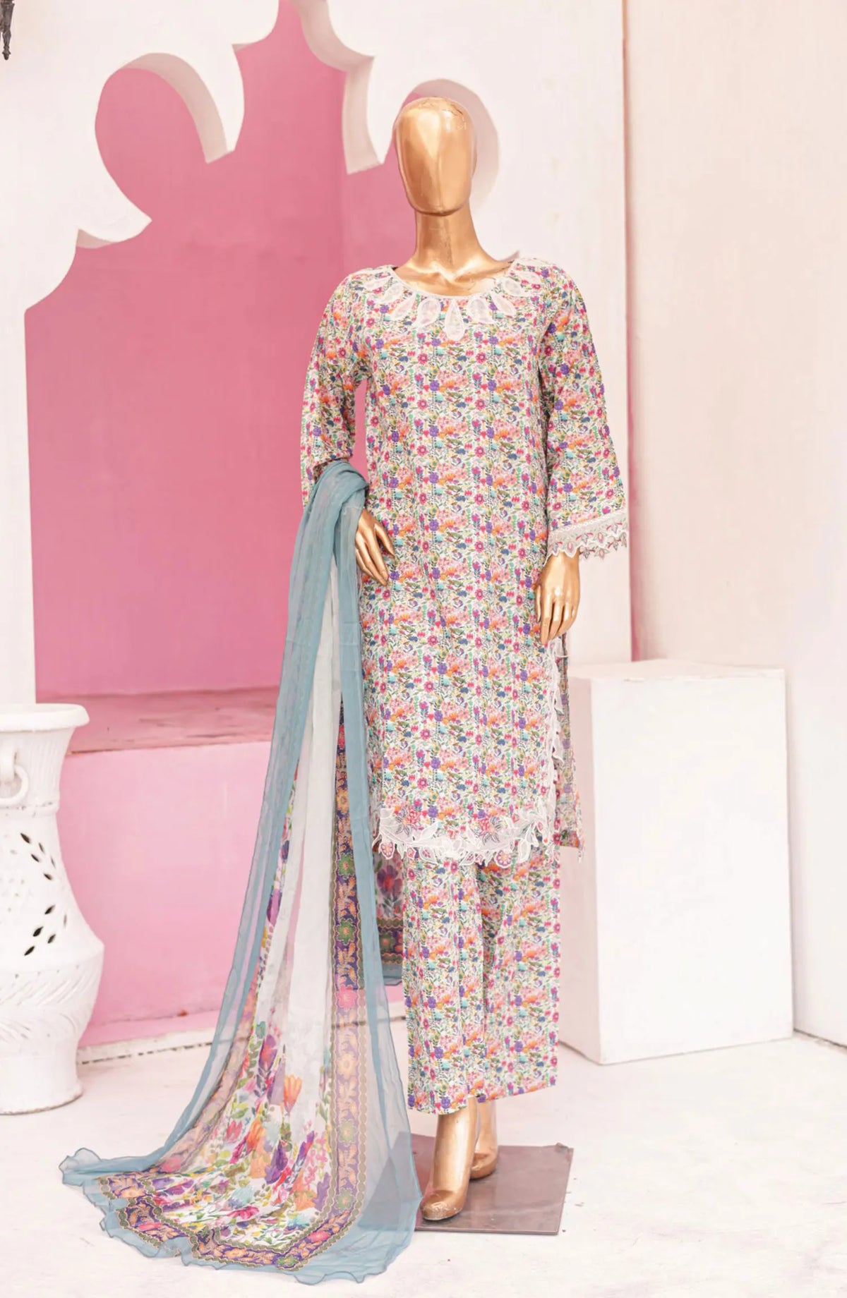Bin Saeed Cutwork Kari Fancy & Chiffon Dupatta Collection Vol 2 - BSCKF-19