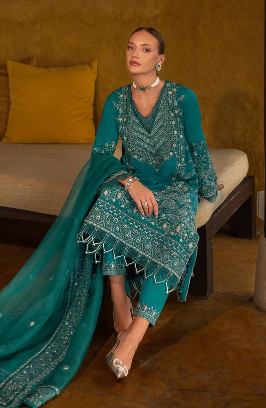 Zinnia by Faiza Saqlain Embroidered Lawn Unstitched 3 Piece Suit - Calla - FS25ZL - Sea Green - Summer Collection