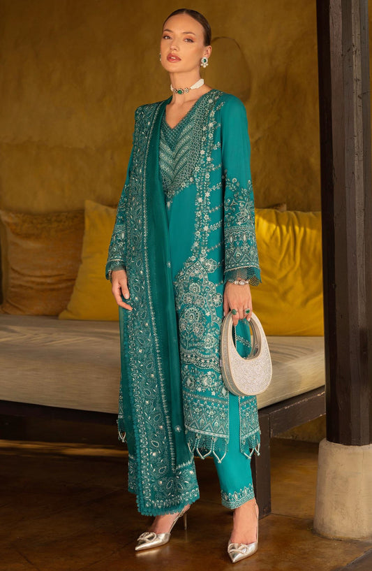 Zinnia by Faiza Saqlain Embroidered Lawn Unstitched 3 Piece Suit - Calla - FS25ZL - Sea Green - Summer Collection