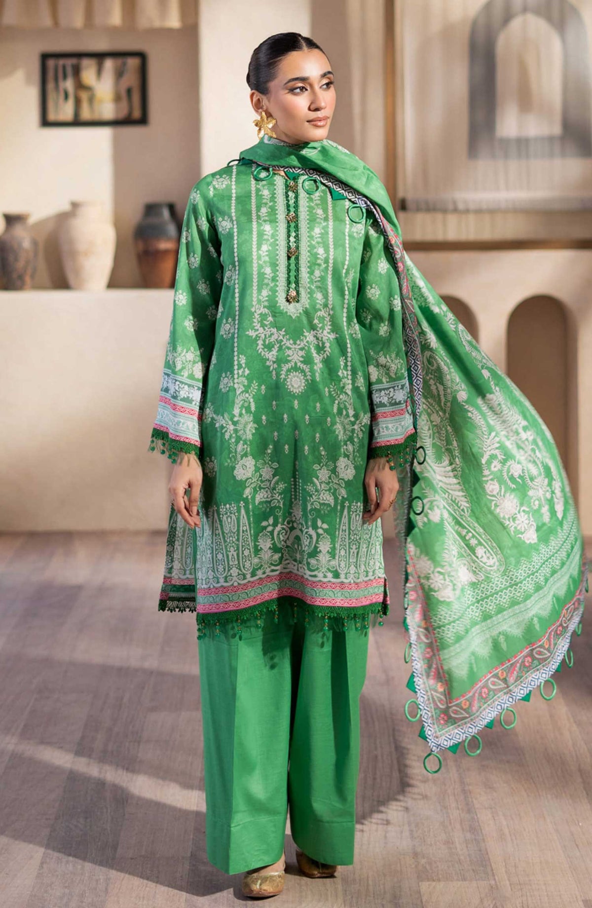 Mausummery Printed Lawn Unstitched 3 Piece - Calla Lily - MUS25PL - Green - Summer Collection
