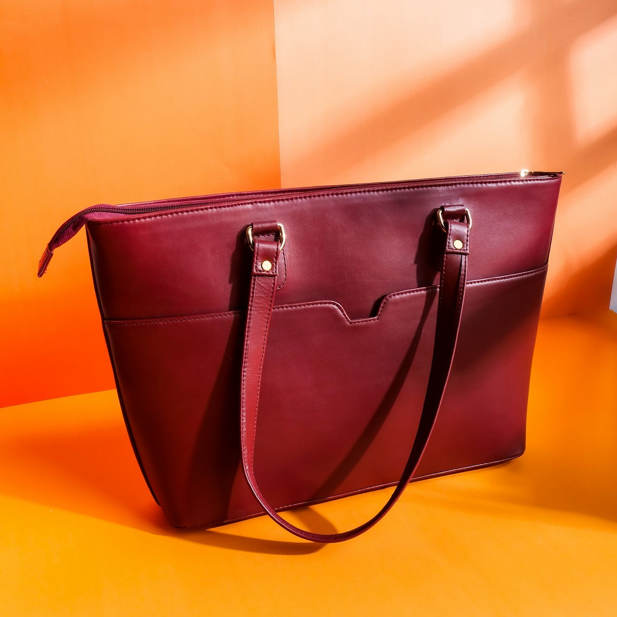 Cherry Wood The Boss Lady Pure Leather Women Tote Bags