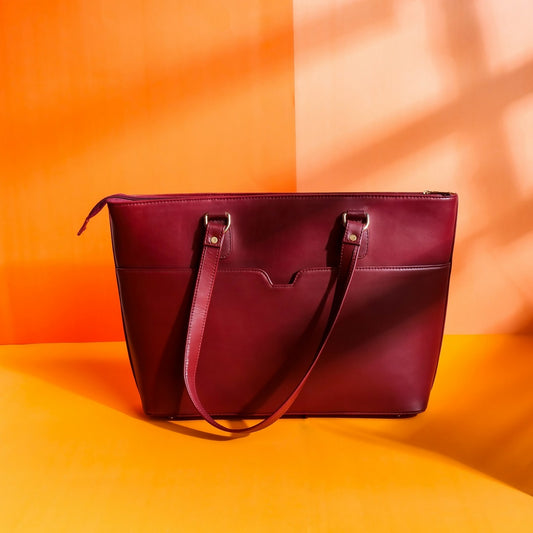 Cherry Wood The Boss Lady Pure Leather Women Tote Bags