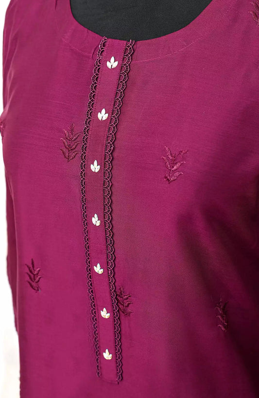 Artistic wear Pret Collection - chikankari plum