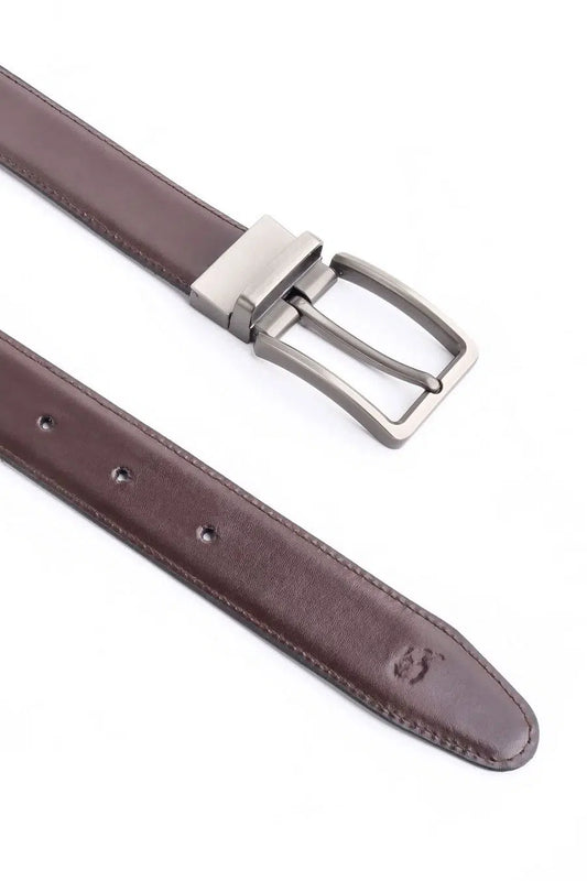 Belts Collection By Jild - Chromium Double Sided Reversible Men's' Leather Belt-Black Dark Brown