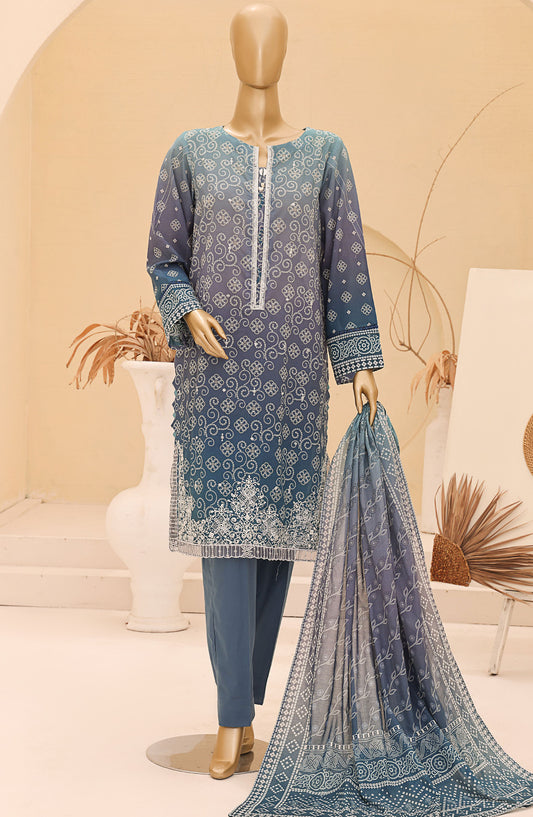 Chunri by HZ Textile Embroidered Lawn Unstitched 3 Piece Suit - CEC-921 - HZ25CHNEL - Blue - Summer Collection