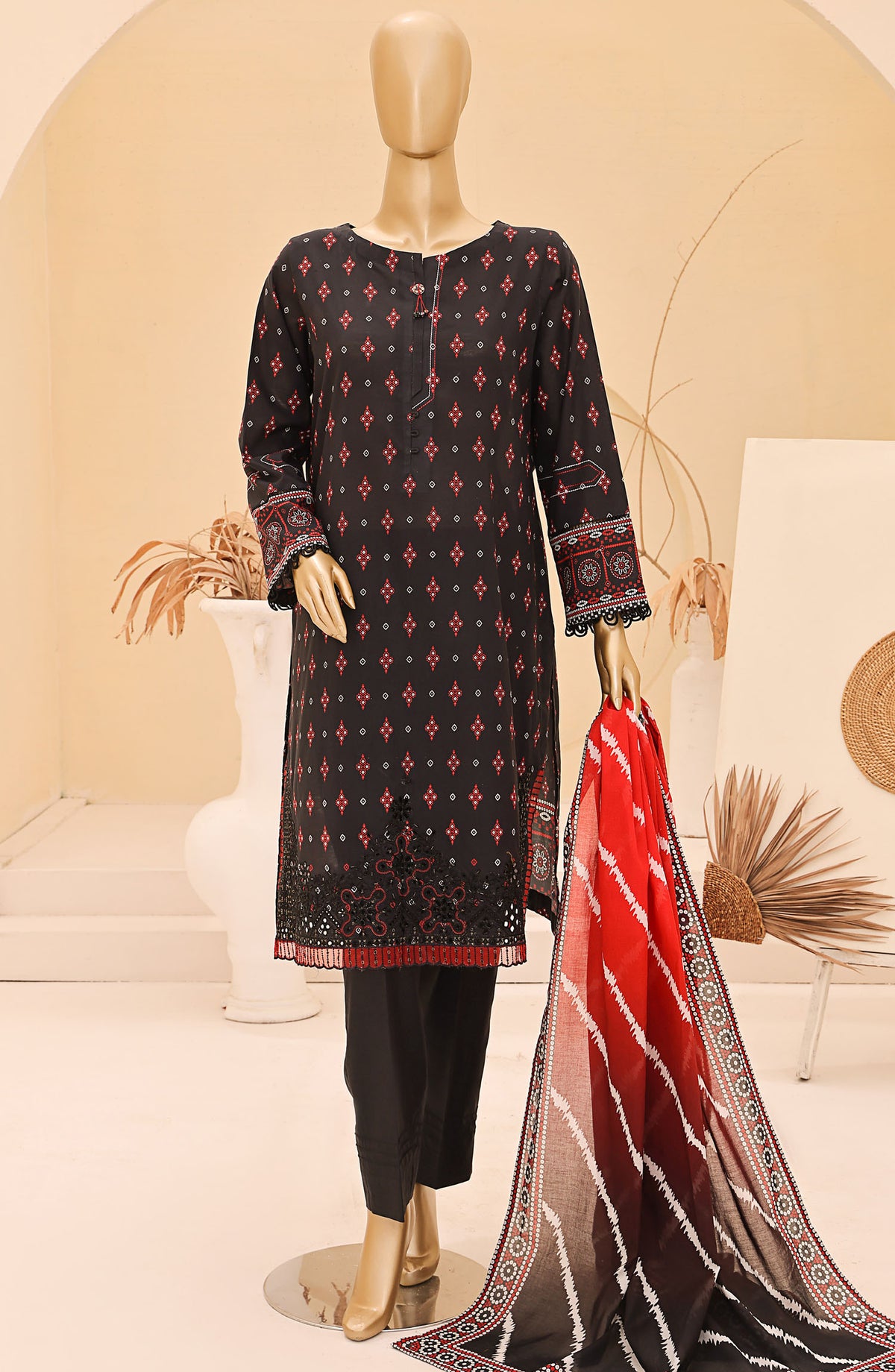 Chunri by HZ Textile Embroidered Lawn Unstitched 3 Piece Suit - CEC-919 - HZ25CHNEL - Black - Summer Collection
