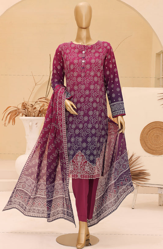 Chunri by HZ Textile Embroidered Lawn Unstitched 3 Piece Suit - CEC-922 - HZ25CHNEL - Purple - Summer Collection
