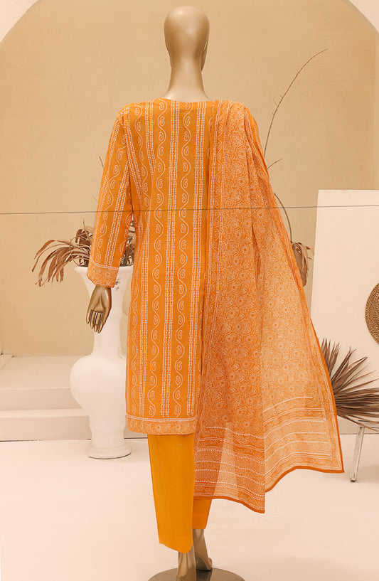 Chunri by HZ Textile Embroidered Lawn Unstitched 3 Piece Suit - CEC-918 - HZ25CHNEL - Orange - Summer Collection
