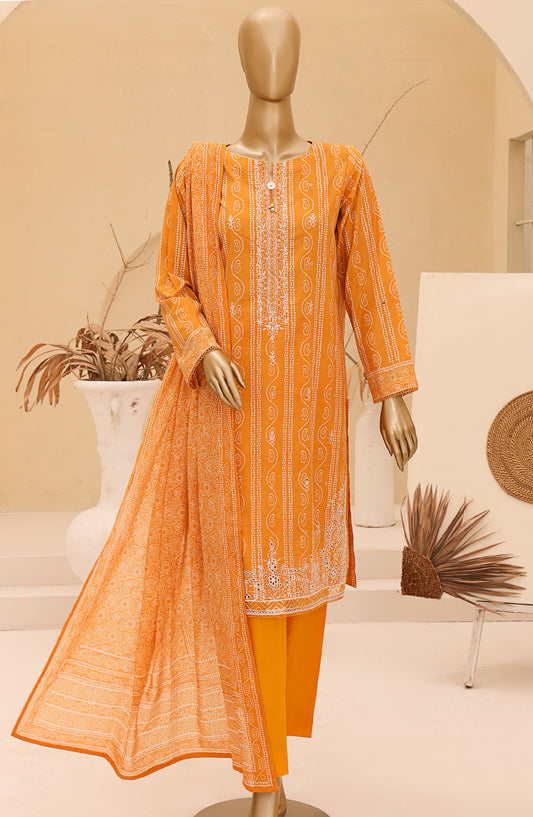 Chunri by HZ Textile Embroidered Lawn Unstitched 3 Piece Suit - CEC-918 - HZ25CHNEL - Orange - Summer Collection