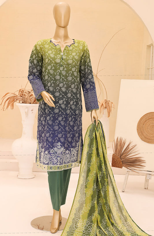 Chunri by HZ Textile Embroidered Lawn Unstitched 3 Piece Suit - CEC-924 - HZ25CHNEL - Green - Summer Collection
