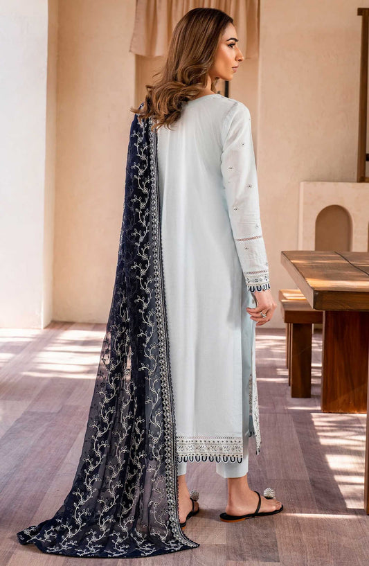 Zarif Embroidered Jacquard Stitched 3 Piece Suit - Claire - ZF25EL - Light Blue - Summer Collection