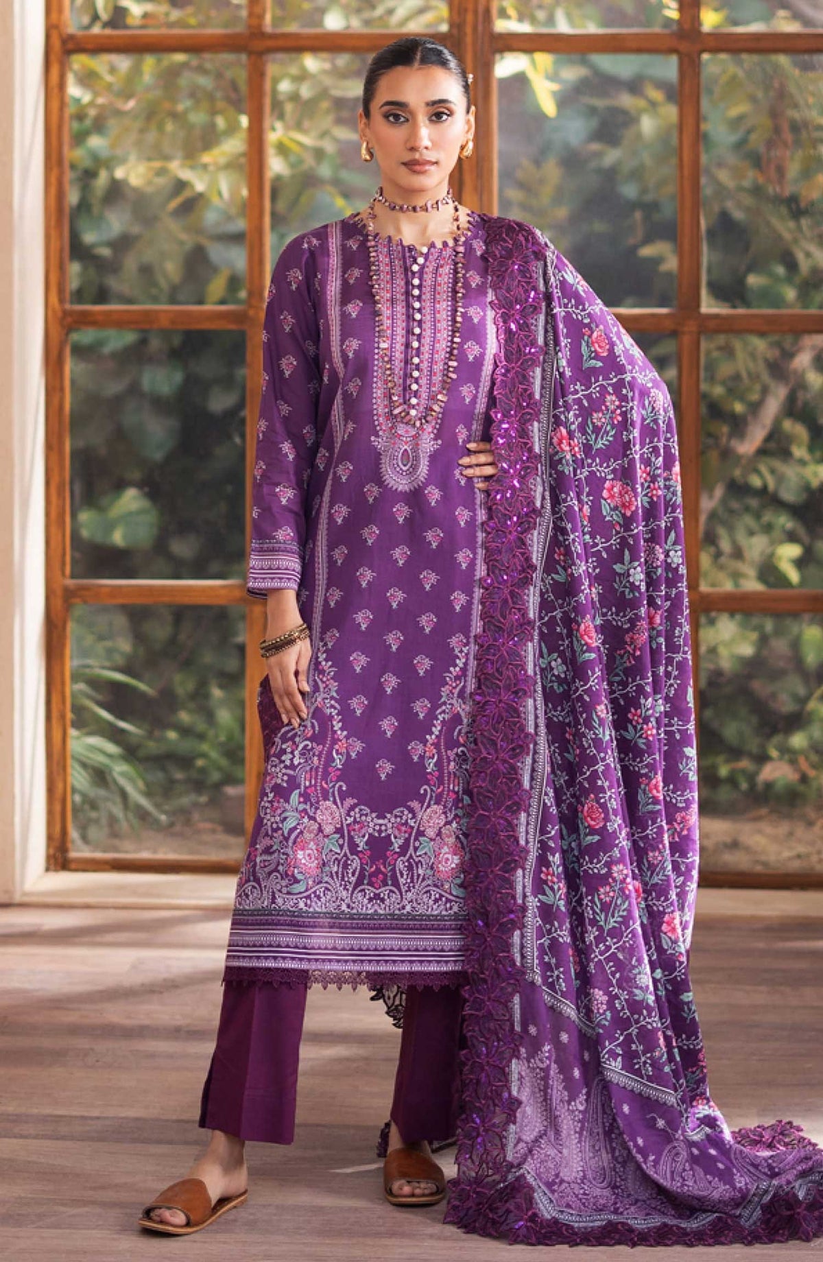 Mausummery Printed Lawn Unstitched 3 Piece - Clematis - MUS25PL - Purple - Summer Collection