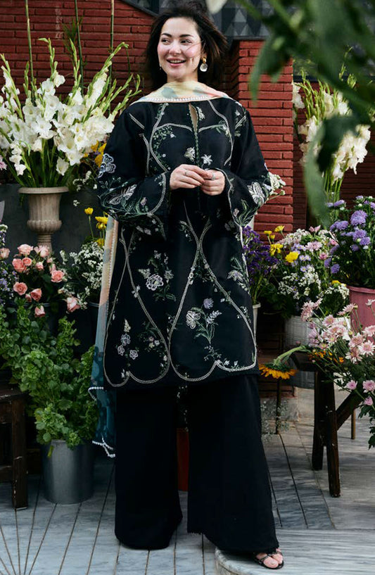 Coco by Zara Shahjahan Embroidered Lawn Unstitched 3 Piece Suit - D-08-A Tara - ZS25CLD2 - Black - Summer Collection