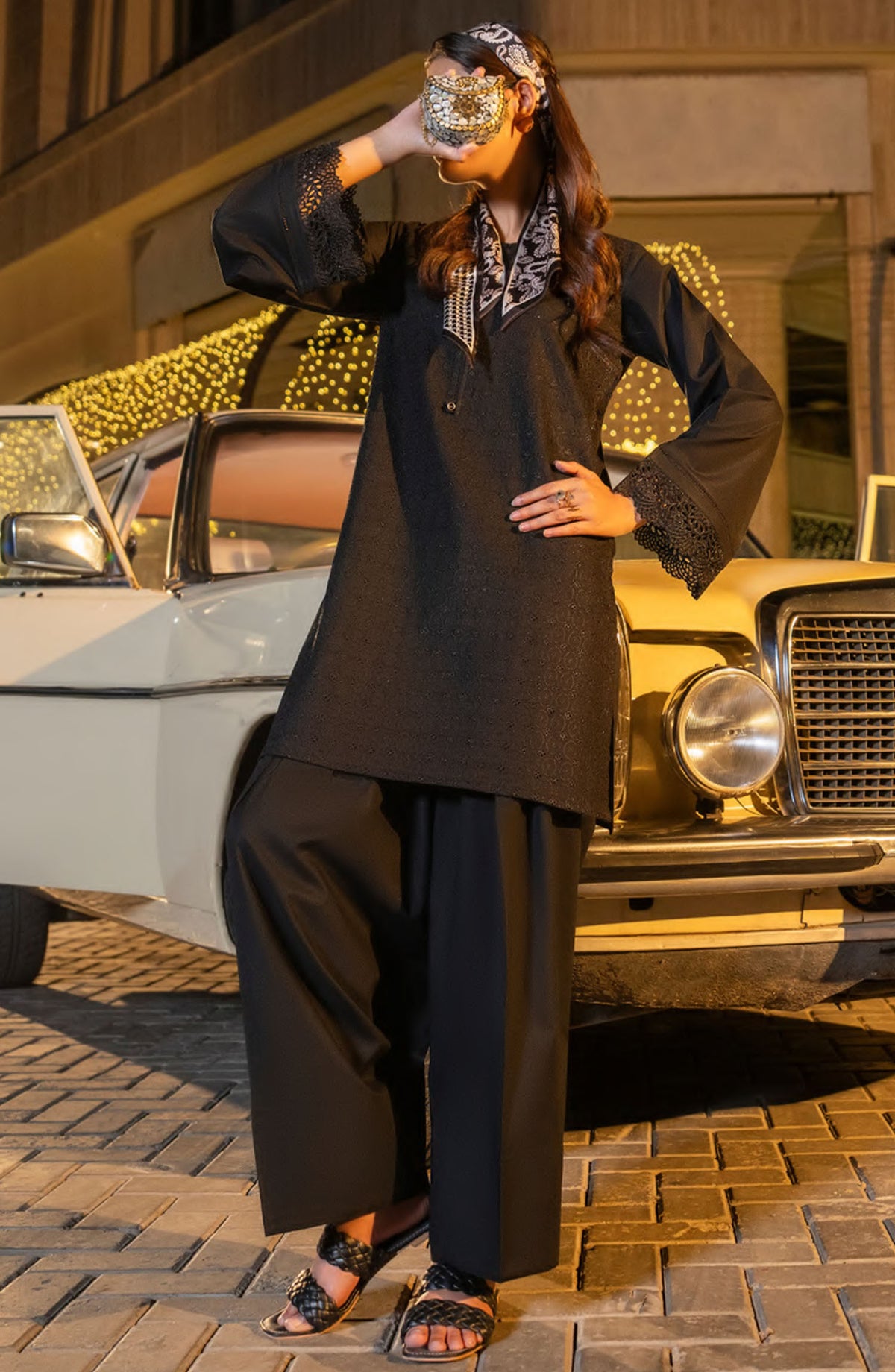 Casual Lite Embroidered Cotton Lawn Stitched 2 Piece Suit - Outfit-01 - CL25T70 - Black - Summer Collection