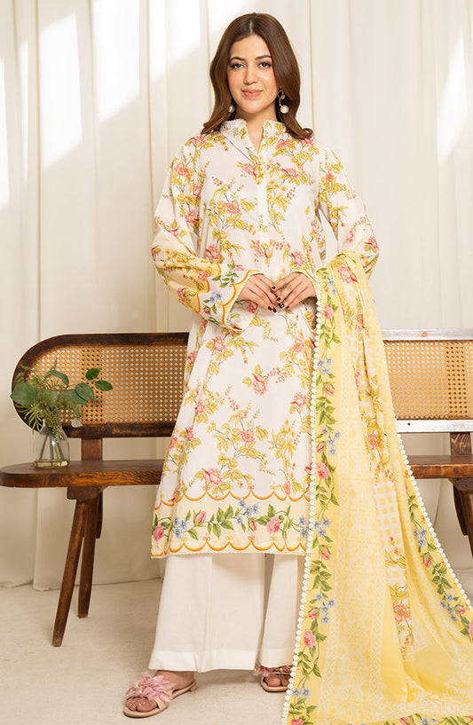 Sule by Coco Printed Lawn Unstitched 3 Piece Suit - D-02 - ZS25CSV1 - White - Summer Collection