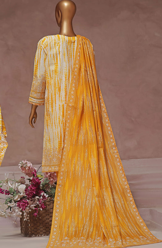Intermix by HZ Textile Embroidered Cambric Stitched 3 Piece - CPE-121 YELLOW - HZ25I - Yellow - Winter Collection
