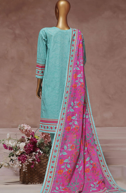 Intermix by HZ Textile Embroidered Cambric Stitched 3 Piece - CPE-123 SEA GREEN - HZ25I - Sea Green - Winter Collection