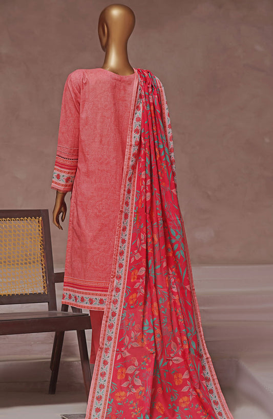 Intermix by HZ Textile Embroidered Cambric Stitched 3 Piece - CPE-124 CORAL - HZ25I - Orange - Winter Collection