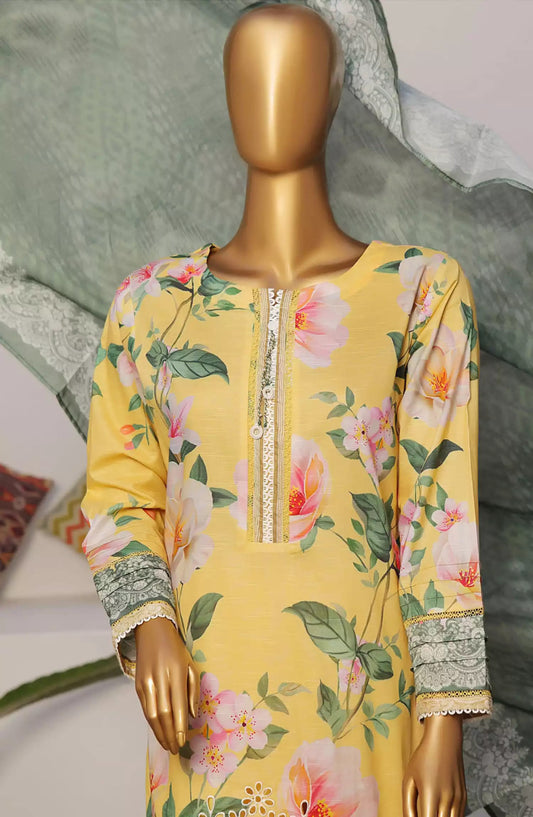 HZ Printkari RTW Printed Embroidered 3 PC Collection-CPK-801 YELLOW