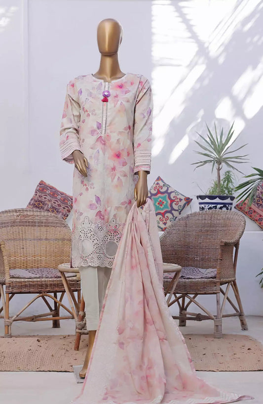 HZ Printkari RTW Printed Embroidered 3 PC Collection-CPK-805 BEIGE MULTI