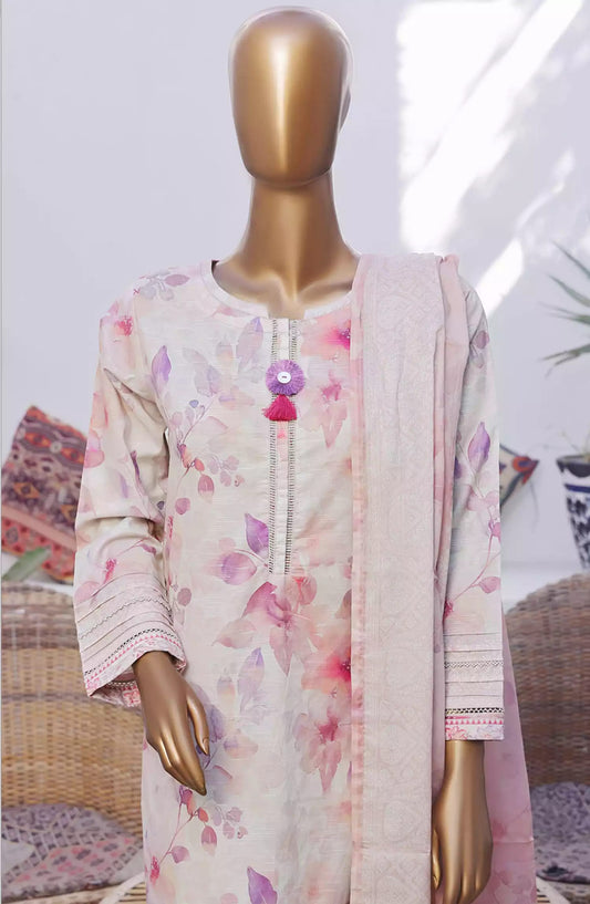 HZ Printkari RTW Printed Embroidered 3 PC Collection-CPK-805 BEIGE MULTI