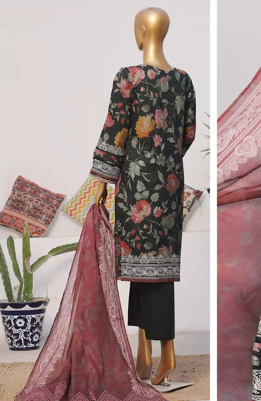 HZ Printkari RTW Printed Embroidered 3 PC Collection-CPK-806 BLACK