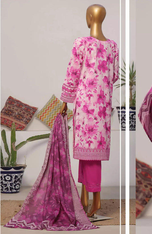 HZ Printkari RTW Printed Embroidered 3 PC Collection-CPK-809 PINK